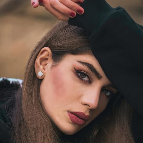 TRUMIUM Sterling Silver Earrings for Men Women Fake Diamond 5A Cubic Zirconia Studs Layered Silver Gold Earrings Studs Iced Out Square Cz Stud Earrings Hypoallergenic in Kuwait