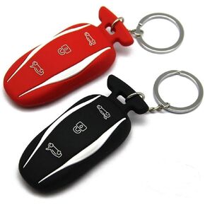 2 Packs Silicone for Tesla key fob cover Car Key Fob Case Holder for Tesla Model S/ Model 3 (Red+Black)