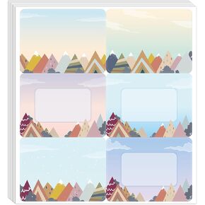 60 PCS Moving Mountain Name Tags Mountain Self-Adhesive Name Tag Labels Mountain Themed Student Name Tag Label Stickers for School Office Classroom Back to School Decoration