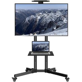 Rightwell Rolling TV Stand Mobile TV Stand with Wheels Mobile TV Cart on Wheels for 32-70 inch LCD LED 4K Screen TVs with AV Shelf Max VESA 600x400mm