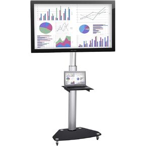 Mount-It! Mobile TV Cart, Height Adjustable Rolling Flatscreen Stand with Component Shelf and Rolling Casters, Fits Screen Sizes 37 to 70 inches and VESA 200x200 to 600x400, 110lb Capacity (MI-1875)