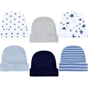 Newcotte 6Pcs Preemie Baby Hats Cotton Preemie Caps Warm Preemie Beanie Premature Baby Hospital Hat NICU for Preemie Boy Girl