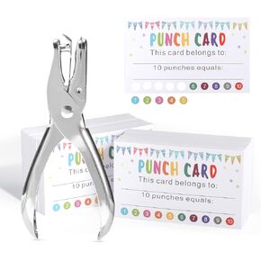 Punch Cards, 200 Pack Reward Punch Cards with Heart Handheld Puncher Soft Grip Behavior Incentive Awards for Kids Teacher Classroom School Supplies Home Loyalty Gift Cards 3.5" x 2"