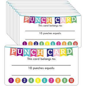 Youngever Punch Cards 210 Pack, Incentive Loyalty Reward Card for Classroom, Business, Kids, Students, Teachers 3.5 inch x 2 inch