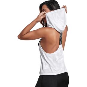 SweatyRocks Women's Camo Print Hooded Tank Tops Racerback Sleeveless Workout Athletic Shirts