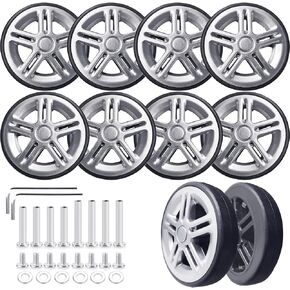 Luggage Suitcase Replacement Wheels 55mm Wear-Resistant Mute Suitcase Luggage Replacement Wheels Rubber Swivel Caster Wheels Repair Kits 8 Wheels (55mm*16mm)
