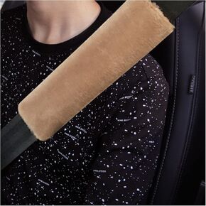 غطاء حزام مقعد السيارة من جلد الغنم الصناعي الناعم، وسادة كتف لحزام الأمان التلقائي، ملحقات داخلية للسيارات، وسادة عالمية لأشرطة حقيبة ظهر الكاميرا للمركبات، قيادة مريحة (أسود) in Kuwait