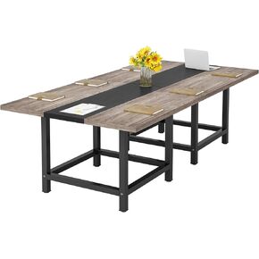 6.5 Ft Conference Table, Modern Black Rectangle 78.74 “ L X 39.2" W X 29.52" H Inches Wood Seminar Table for Office, Conference Room, 2 Separate Piece