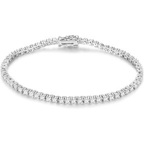 Gemsme 2.5mm Tennis Bracelet, 2.5mm Thin White/Yellow Gold Plated Cubic Zirconia Tennis Bracelet for Women 6-8 Inches