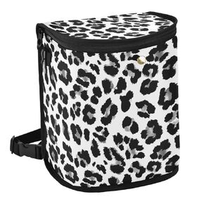Car Trash Can with Lid for Back Seat Car Trash Bin Hanging White Leopard Black Cheetah Leakproof Automotive Garbage Can Car Organizer