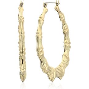 Betsey Johnson Womens Bamboo Hoop Earrings