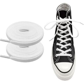 5/16"(8mm) Flat Elastic Shoe Lace, Wide Stretch Replacement Shoelaces Strings for Converse High Tops