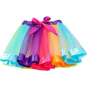 Girls Rainbow Tutu Skirt, Colorful Layered Tulle Tutu Skirt Princess Ballet Tutu Skirt Dress Up
