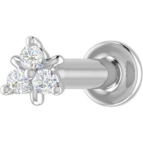 FINEROCK 0.03 Carat 3-Stone Diamond Nose Pin Stud in 18K Gold