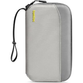tomtoc Passport Holder Family with RFID Blocking, Passport Wallet Women Men, with Airtag & Sim Card Holder and Eject Pin, Travel Document Organizer with Wrist Strap, Up to 4 Passports, Water-resistant
