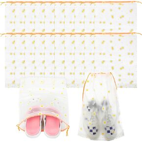 Shappy 50 Pcs Translucent Shoes Bags for Travel Storage Large Clear Drawstring Bags Plastic Portable Shoe Organizer Pouch (Classic,9.8 x 13.8 Inches)
