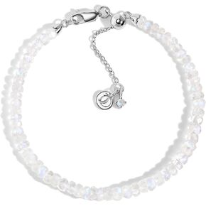 Moon Magic - Authentic Moonstone Bracelets/Real 925 Sterling Silver - 18k Rose and Yellow Gold Rainbow Moonstone Bracelets for Women/Genuine Moonstone Jewelry