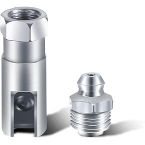 Grease Coupler, Grease Gun Tip Fitting Adapter with 1/8in NPT Threads Push on Slotted Right Angle 90 Degree Grease Coupler Fits for Farm Truck Auto Industrial Use Leak-Free Seal