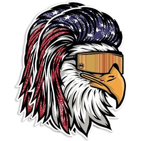 Mullet Eagles Stickers (2 Pc) - Strong Adhesive Waterproof American Flag Eagle Decal Sticker - No Fade, Used for Bumper, Window, Laptop, RV, Water Bottle, Truck, Car, Phone Case