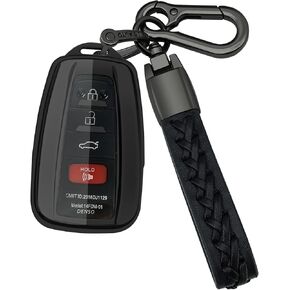 Compatible with Toyota key fob cover,case with keychain,Soft TPU 360 Degree Protection Key Case for Camry RAV4 Highlander Avalon C-HR Prius Corolla GT86 Smart Key,Black