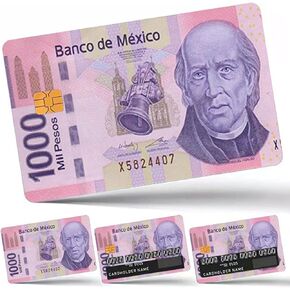 Amlo Peso Card Stickers, Personalizing Bank Card Skins | Removable, Slim, Waterproof, 4pcs Mexico Peso Culture Pattern (Color-D, 4PSC)