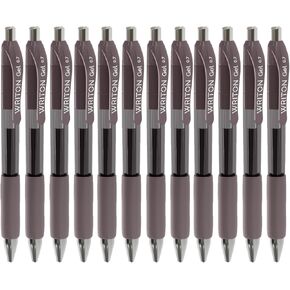 Writon Retractable & Refillable Gel Pens, Comfort Grip, 0.7mm Fine Point, Purple Ink, 12 Pack