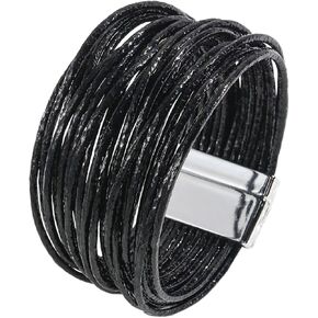 Leather Sparkly Wrap Bracelets for Women Handmade Braided Boho Multilayer Bracelet Wristband Cuff Bangle Boho Bohemian