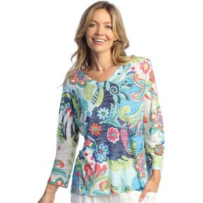Jess & Jane Women's Marina Burnout High Low Tunic Top