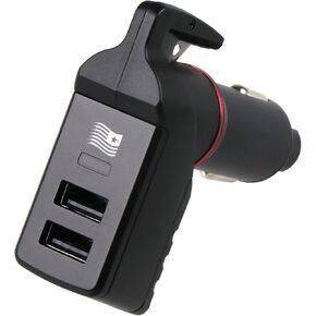 Ztylus Special Design Stinger USB Emergency Escape Tool: Life-Saving Rescue Car Charger, Spring Loaded Window Breaker Punch, Seat Belt Cutter, Dual 2.4A USB Ports (Blue American Flag)