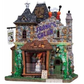 Lemax Spooky Town Frank's Salon with Adaptor # 85662