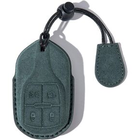 Suede Genuine Keyless Smart Key Fob Case Cover Compatible with Maserati Ghibli, Levante, Quattroporte (4-Button)