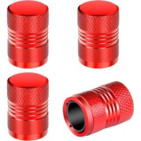 Car Tire Valve Cap for Most Cars SUVs Bikes, Aluminum Alloy Color, Built-in Plastic Protection, Universal Auto Dust Cap Valve Cover (Red)