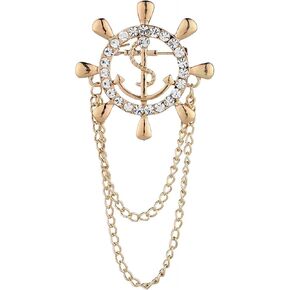 Brooch for Men Suit Hanging Tassel Chain Collar Pin Brooch Crystal Lapel Chain Brooch Metal Rudder Brooch Teen Preppy Clothing Accessory Prom Jewelry