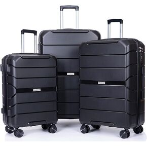 Luggage Set 3piece, Wear-Resistance Hardshell Ligthwegt Spinner Wheels Suitcase Set with Tsa Lock, PP Carry on luggage(20" 24" 28") for men and women (Purple 31)
