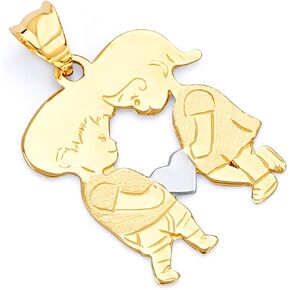 14k REAL Yellow Gold Boy & Girl Charm Pendant (Size : 22 x 14 mm)