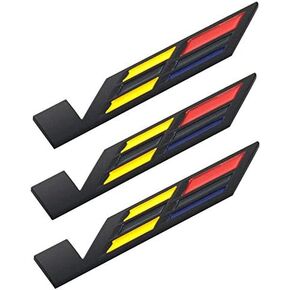 3x Black V Car Body Trunk Lid Sticker Badge Emblem Compatible For ATS CTS SRX XTS (Black/Yellow/Red)
