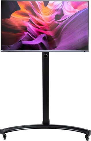 حامل تلفزيون متنقل لأجهزة التلفاز مقاس 32 بوصة - 65 بوصة يصل وزنها إلى 110 رطل، عربة تلفزيون متنقلة بهيكل عالي التحمل لغرفة المعيشة والفناء والمكتب والحد الأقصى 600 × 400 مم in Kuwait