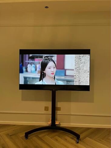 حامل تلفزيون متنقل لأجهزة التلفاز مقاس 32 بوصة - 65 بوصة يصل وزنها إلى 110 رطل، عربة تلفزيون متنقلة بهيكل عالي التحمل لغرفة المعيشة والفناء والمكتب والحد الأقصى 600 × 400 مم in Kuwait