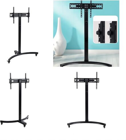 حامل تلفزيون متنقل لأجهزة التلفاز مقاس 32 بوصة - 65 بوصة يصل وزنها إلى 110 رطل، عربة تلفزيون متنقلة بهيكل عالي التحمل لغرفة المعيشة والفناء والمكتب والحد الأقصى 600 × 400 مم in Kuwait