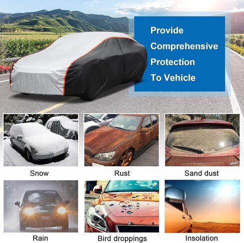 10 Layers Car Cover Waterproof All Weather for Automobiles Rain Snowproof UV Protection Windproof Outdoor Full Car Cover Car Snow Cover with Cotton, Fit for Large Sedan A11(Length 209 to 218 inch) in Saudi Arabia