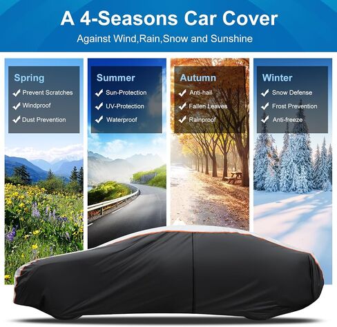 10 Layers Car Cover Waterproof All Weather for Automobiles Rain Snowproof UV Protection Windproof Outdoor Full Car Cover Car Snow Cover with Cotton, Fit for Large Sedan A11(Length 209 to 218 inch) in Saudi Arabia