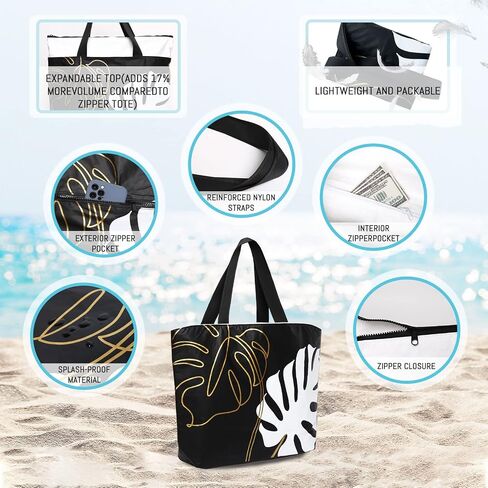 Hawaiian Vibes Large Beach Tote Bag Local Designer Creation Waterproof Lightweight with Expandable Top Zipper Closure in Saudi Arabia