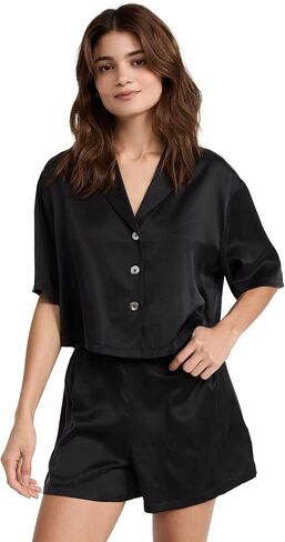 مجموعة شورت Lunya للسيدات من الحرير القابل للغسل بأزرار in Kuwait