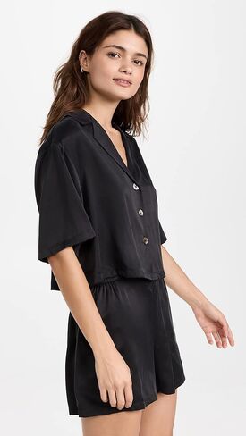 مجموعة شورت Lunya للسيدات من الحرير القابل للغسل بأزرار in Kuwait