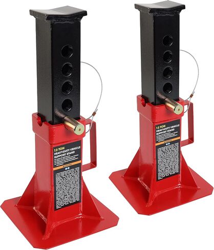 TCE ATZ120005U Torin Heavy Duty Car Jack Stand with Lock, 12 Ton (26,400 lb) Capacity, Red, 1 Pair in Saudi Arabia