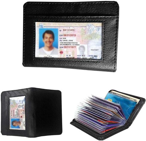 Credit Card Holder Wallet RFID Blocking Leather Wallet for Men and Women with Zipper, Huge Storage Capacity in Kuwait