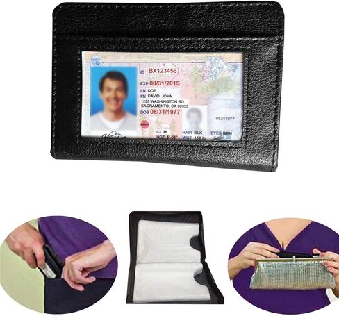 Credit Card Holder Wallet RFID Blocking Leather Wallet for Men and Women with Zipper, Huge Storage Capacity in Kuwait