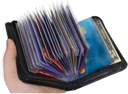 Credit Card Holder Wallet RFID Blocking Leather Wallet for Men and Women with Zipper, Huge Storage Capacity in Kuwait