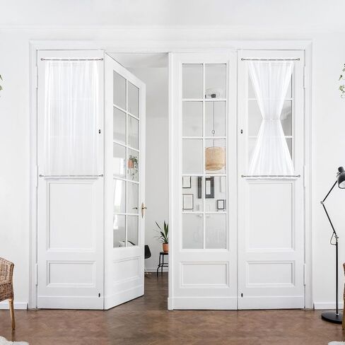 French Sheer Door Curtain, 2 Panels Privacy Semi Voile Door Window Curtains with 2 Adjustable Tieback, Charcoal 25 W x 72 L Inch in Saudi Arabia