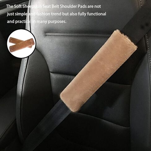 غطاء حزام مقعد السيارة من جلد الغنم الصناعي الناعم، وسادة كتف لحزام الأمان التلقائي، ملحقات داخلية للسيارات، وسادة عالمية لأشرطة حقيبة ظهر الكاميرا للمركبات، قيادة مريحة (أسود) in Kuwait
